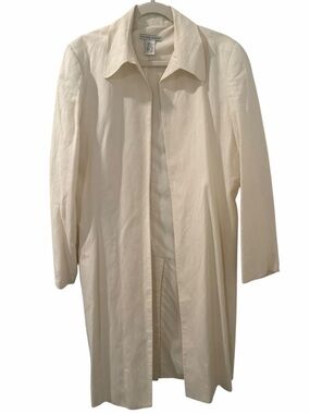 Jillian Jones Ivory Linen Blend Longline Open Front Coat Jacket Size 10‎